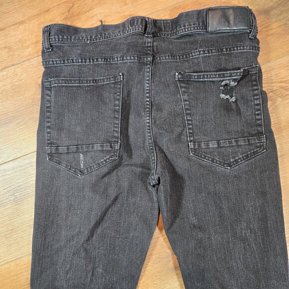 True Luck Black Distressed Stretch Denim Jeans Men’s 36x30 Punk Hip Hop Retro - Picture 10 of 12